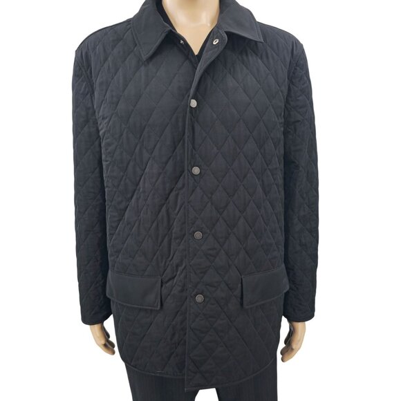 J.Hilburn Quilted Black Jacket With Snap Closure & Pockets, Mens XL - Picture 9 of 9